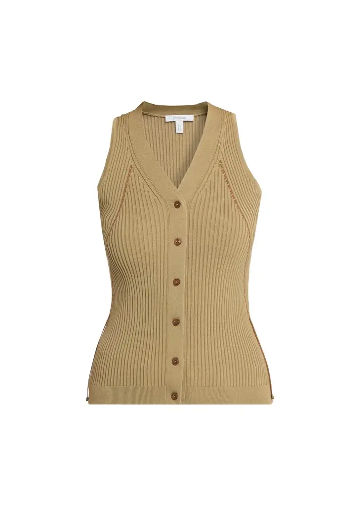 Max Mara Ties V-Neck Rib Knit Waistcoat | Image 1 Max Mara Ties V-Neck Rib Knit Waistcoat | Image 1