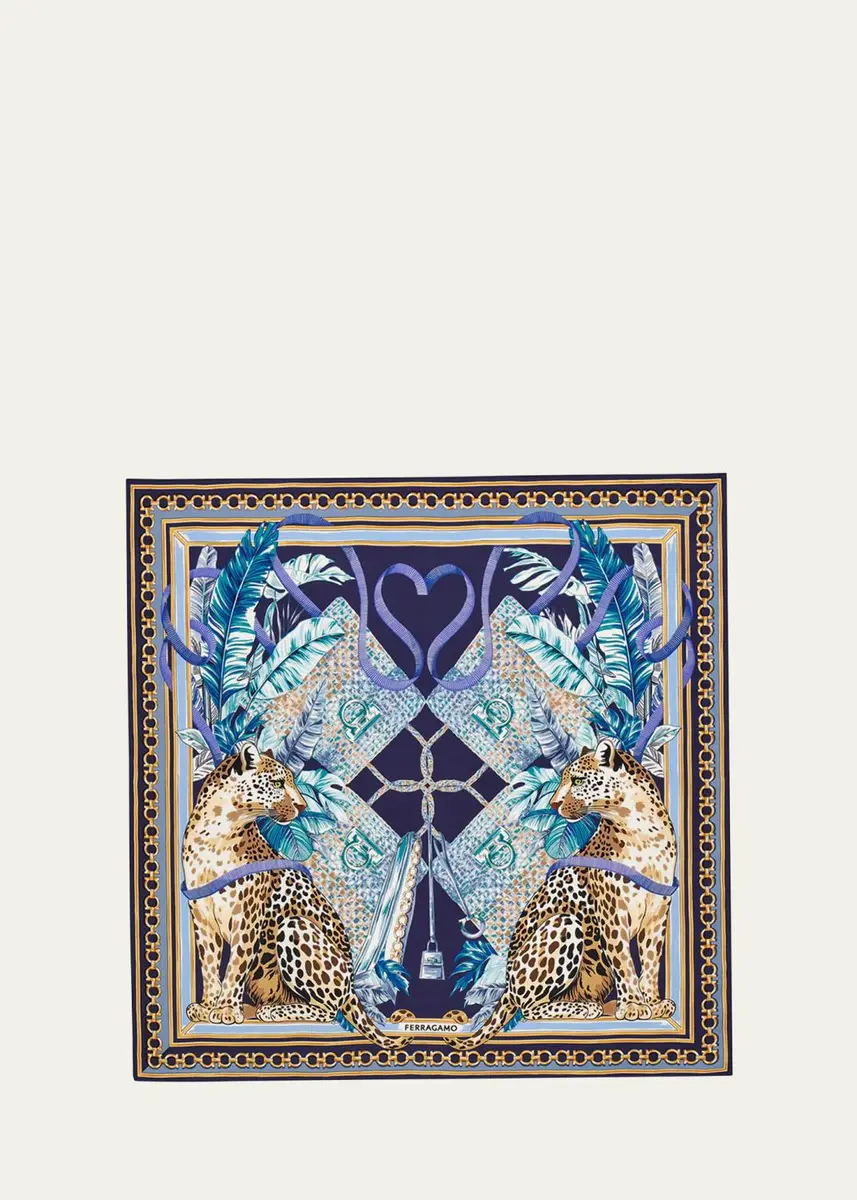 Ferragamo Feline-Print Silk Foulard | Thumbnail 4 Ferragamo Feline-Print Silk Foulard | Thumbnail 4