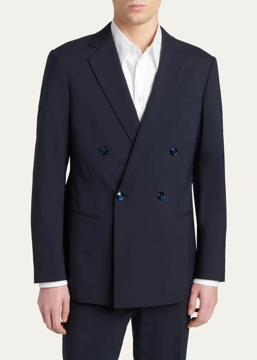 Giorgio Armani Men's Soho-Fit Wool Double-Breasted Sport Coat | Thumbnail 4