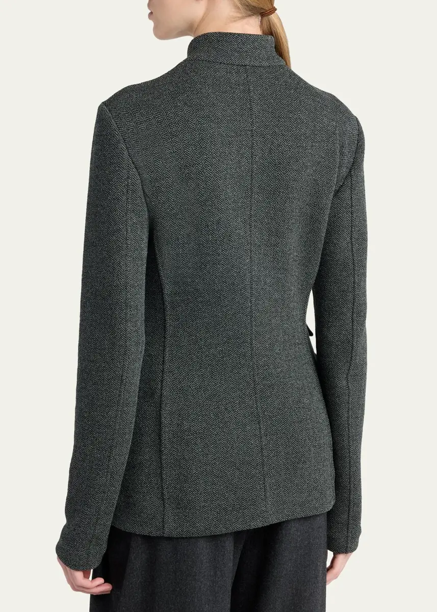 Giorgio Armani Fitted Herringbone Wool-Blend Blazer | Thumbnail 3 Giorgio Armani Fitted Herringbone Wool-Blend Blazer | Thumbnail 3
