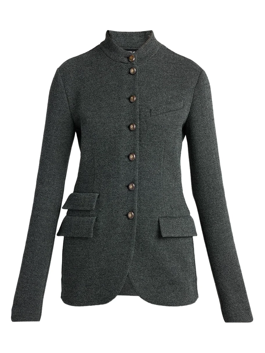 Fitted Herringbone Wool-Blend Blazer Fitted Herringbone Wool-Blend Blazer