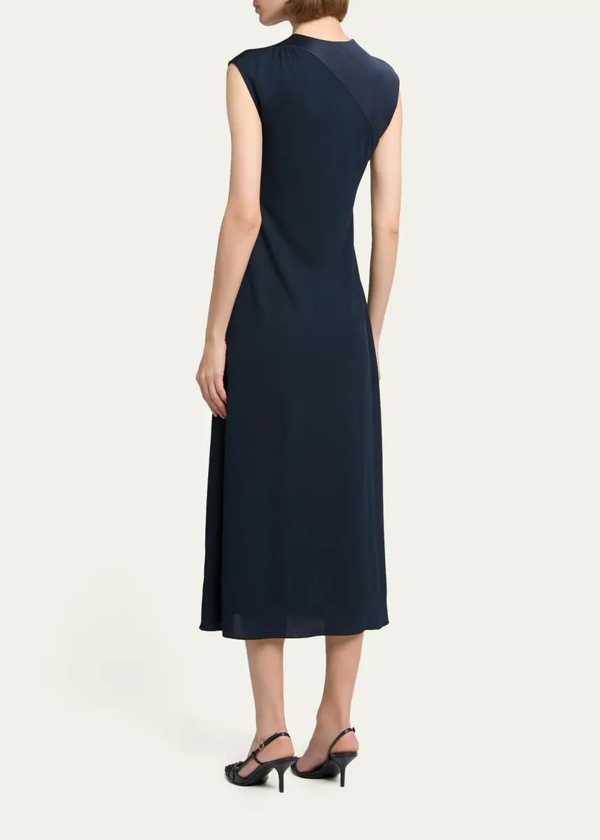 Giorgio Armani Cap-Sleeve Draped Satin Midi Dress | Thumbnail 3 Giorgio Armani Cap-Sleeve Draped Satin Midi Dress | Thumbnail 3