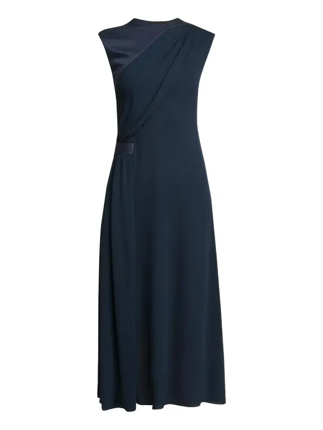 Cap-Sleeve Draped Satin Midi Dress Cap-Sleeve Draped Satin Midi Dress