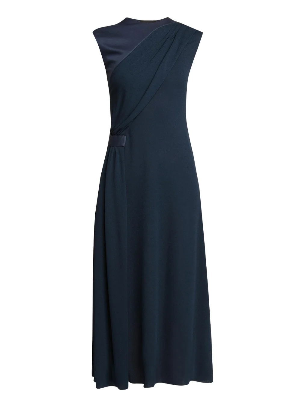 Cap-Sleeve Draped Satin Midi Dress Cap-Sleeve Draped Satin Midi Dress