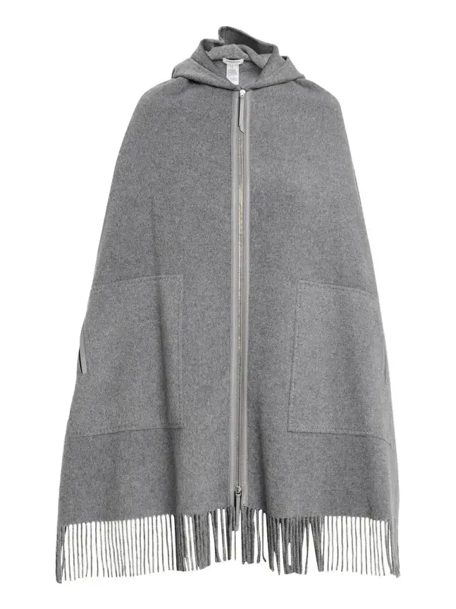 Lafayette 148 New York Fringed Double-Face Cashmere Hooded Poncho
