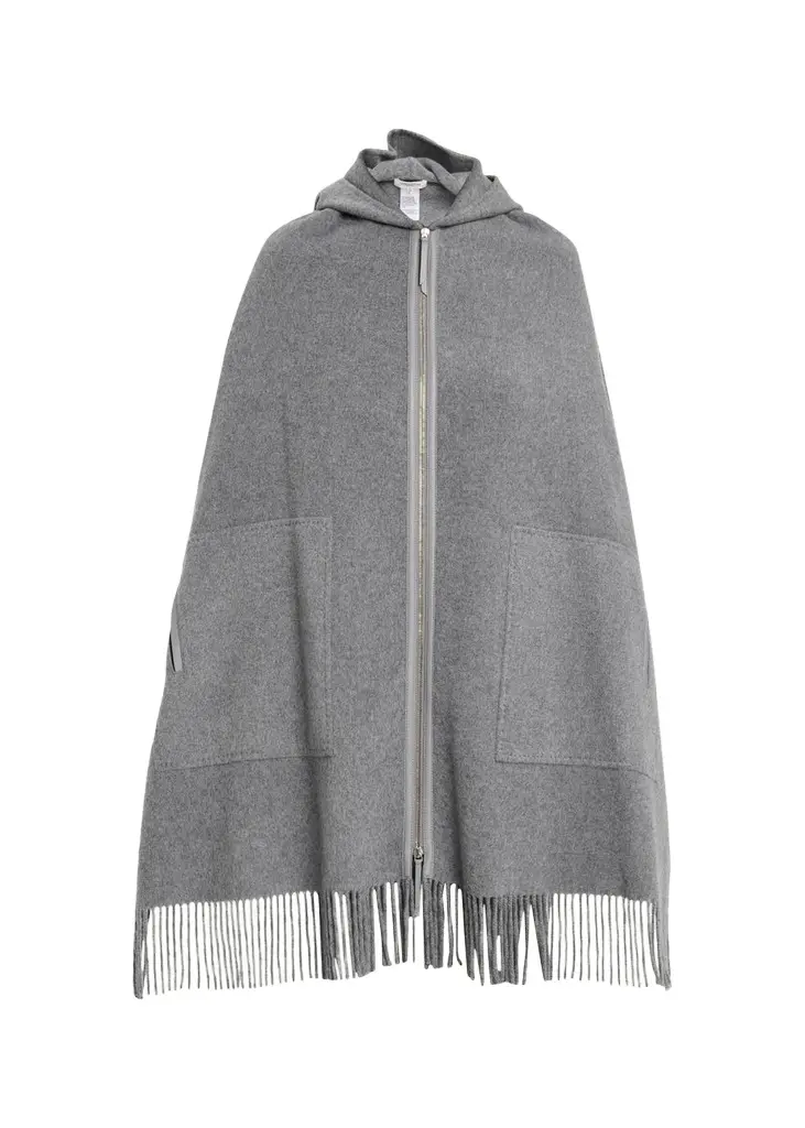 Lafayette 148 New York Fringed Double-Face Cashmere Hooded Poncho | Image 1 Lafayette 148 New York Fringed Double-Face Cashmere Hooded Poncho | Image 1