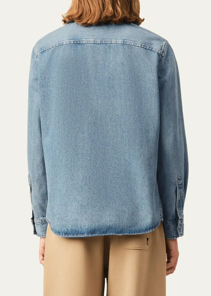 AMI PARIS Men's Ami de Coeur Denim Button-Down Shirt | Thumbnail 3 AMI PARIS Men's Ami de Coeur Denim Button-Down Shirt | Thumbnail 3
