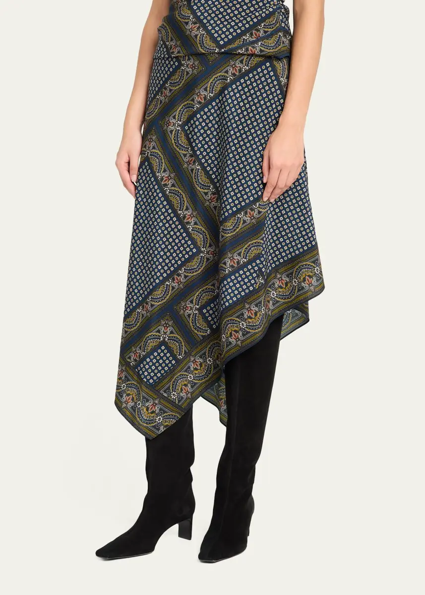 Veronica Beard Hartley Bandana Asymmetric Midi Skirt | Thumbnail 4 Veronica Beard Hartley Bandana Asymmetric Midi Skirt | Thumbnail 4