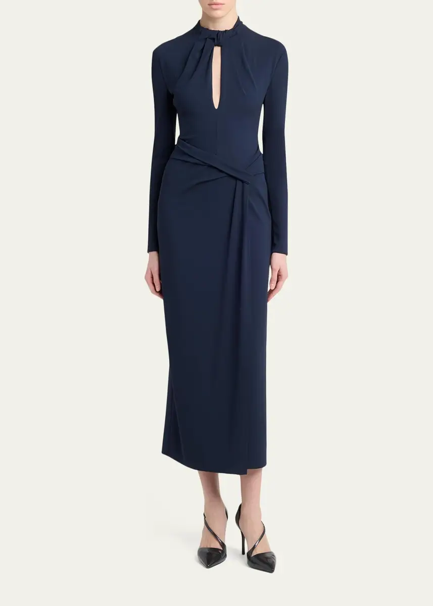 Giorgio Armani Keyhole-Cutout Twisted Midi Dress | Thumbnail 2 Giorgio Armani Keyhole-Cutout Twisted Midi Dress | Thumbnail 2