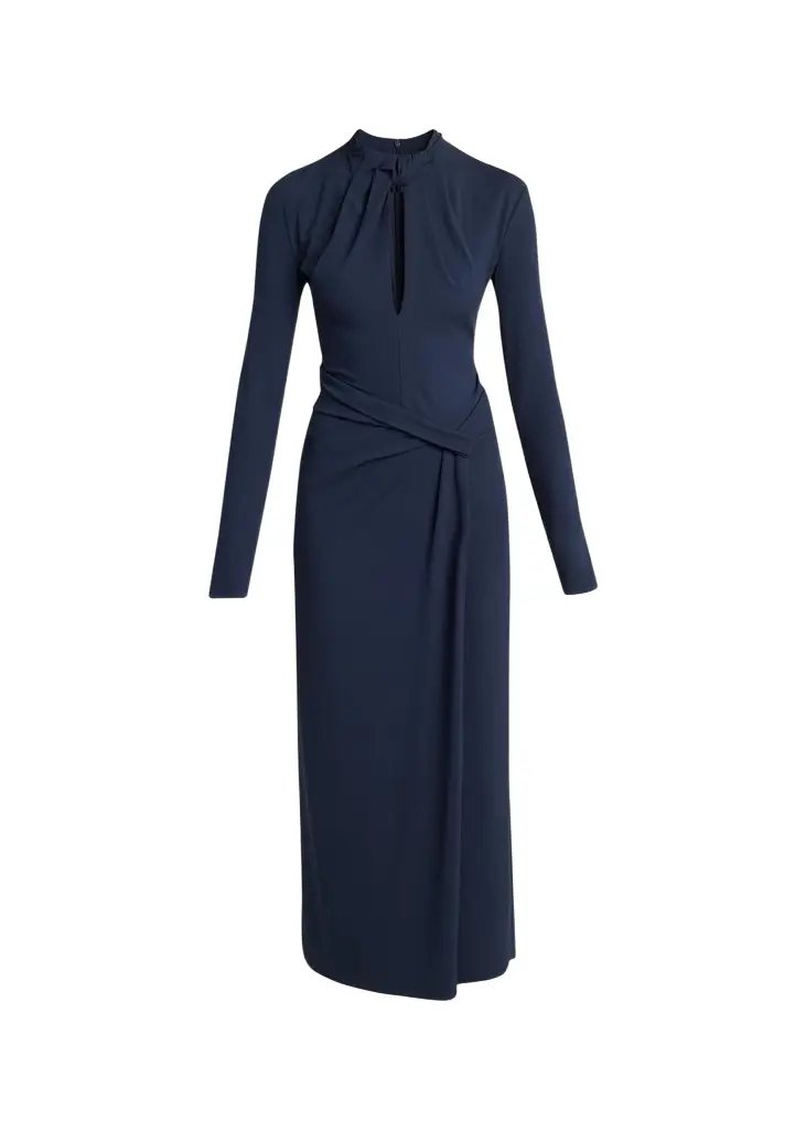 Giorgio Armani Keyhole-Cutout Twisted Midi Dress | Image 1 Giorgio Armani Keyhole-Cutout Twisted Midi Dress | Image 1