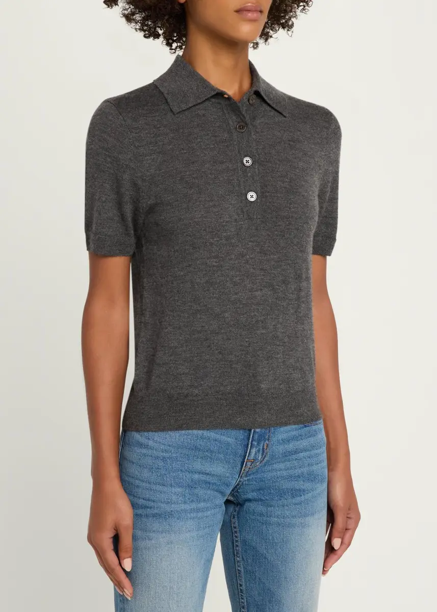Toccin Rue Melange Cashmere Polo Shirt | Thumbnail 4 Toccin Rue Melange Cashmere Polo Shirt | Thumbnail 4