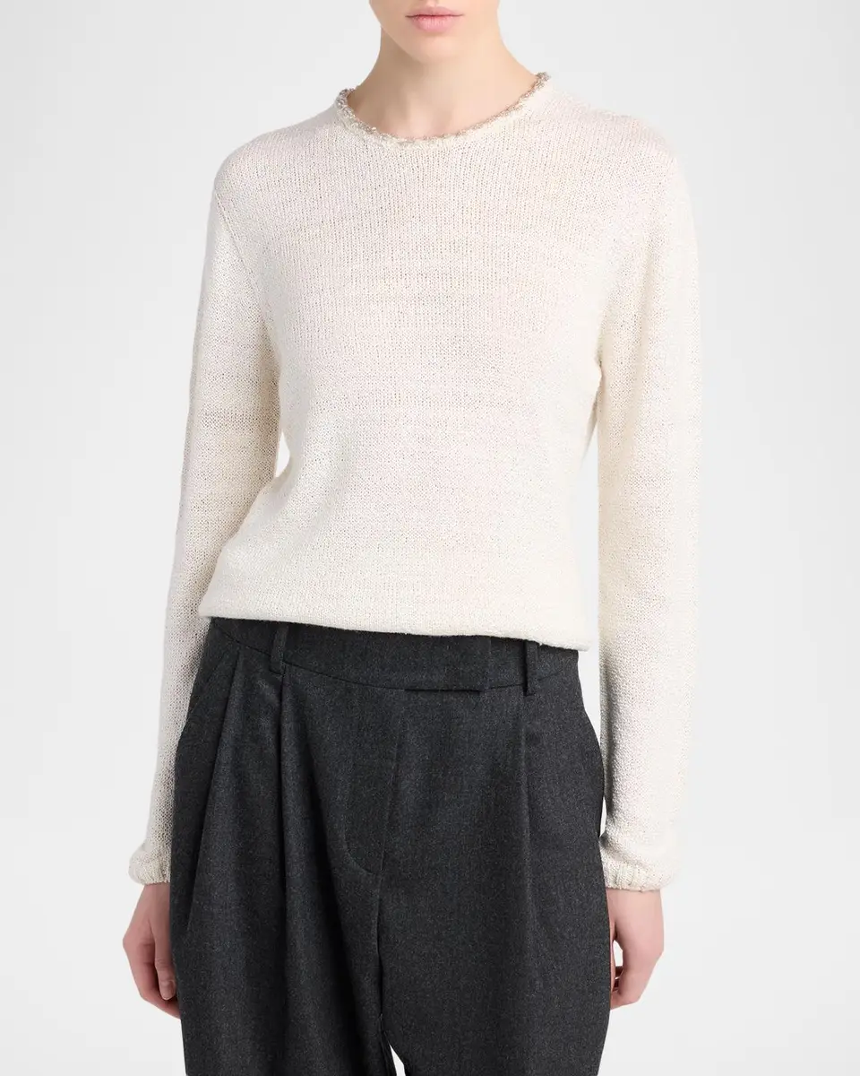 Giorgio Armani Silk Knit Beaded Crewneck Sweater | Thumbnail 4