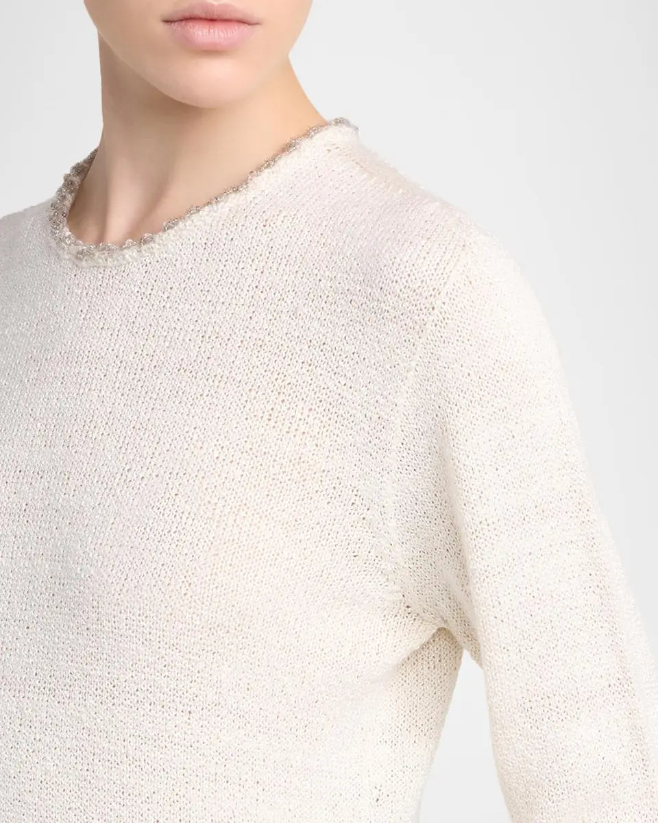 Giorgio Armani Silk Knit Beaded Crewneck Sweater | Thumbnail 5