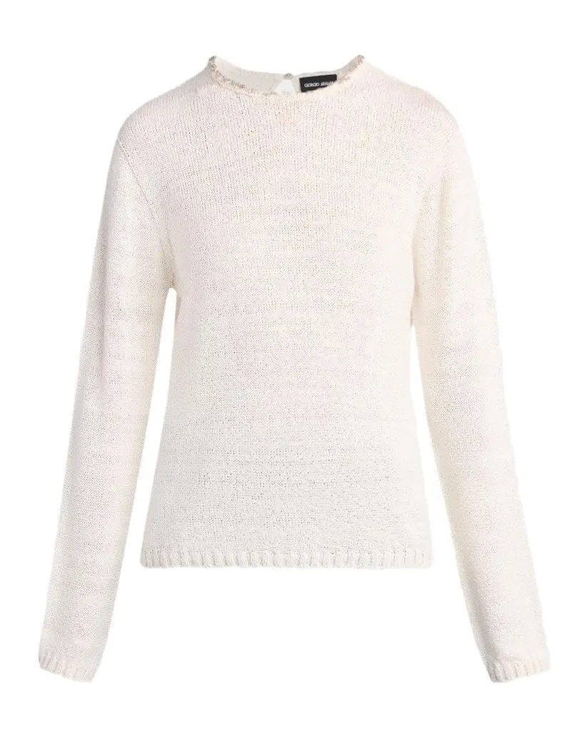 Giorgio Armani Silk Knit Beaded Crewneck Sweater | Image 1 Giorgio Armani Silk Knit Beaded Crewneck Sweater | Image 1