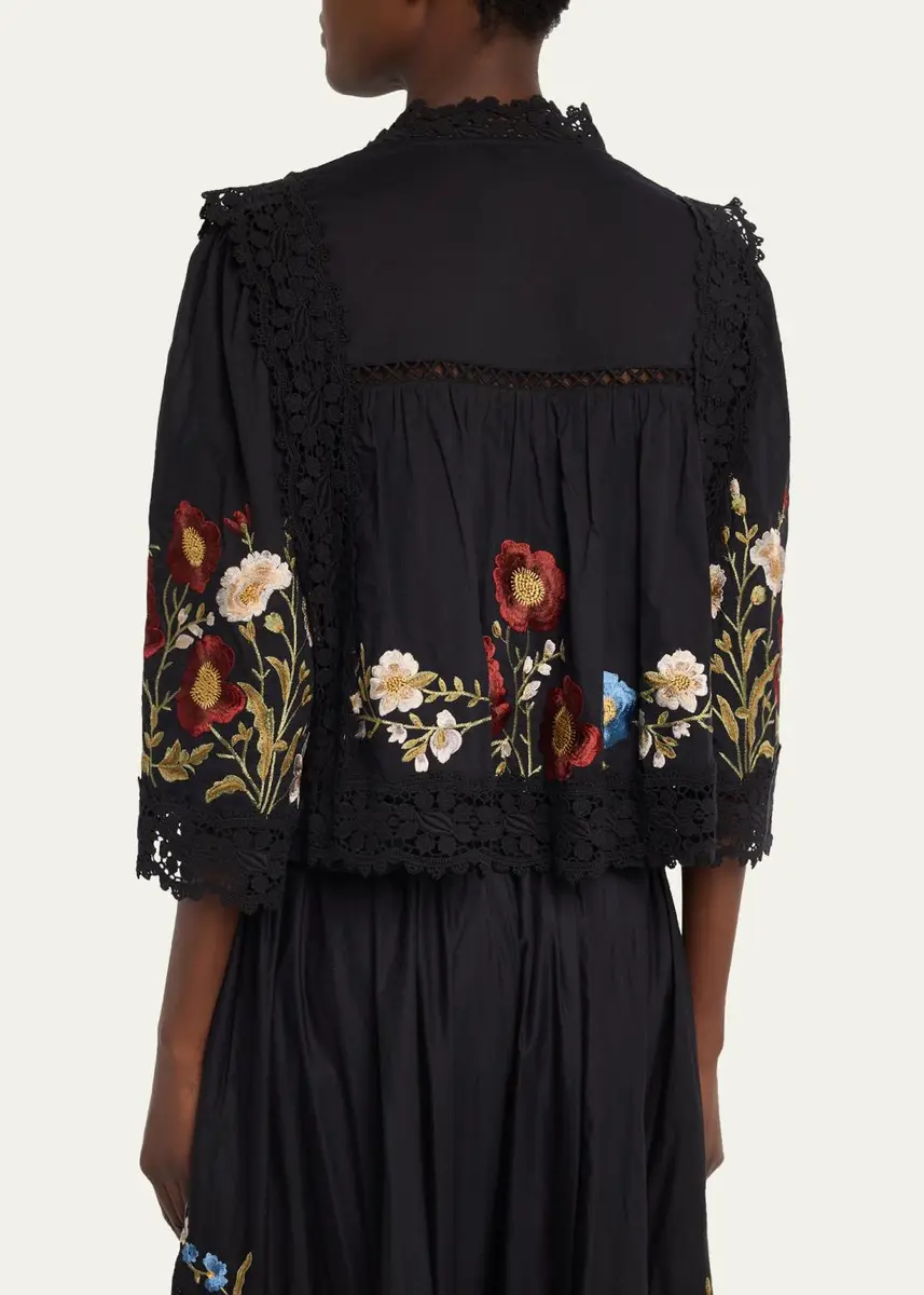 Sea Ruwa Embroidered V-Neck Long-Sleeve Top With Lace Trim | Thumbnail 3 Sea Ruwa Embroidered V-Neck Long-Sleeve Top With Lace Trim | Thumbnail 3