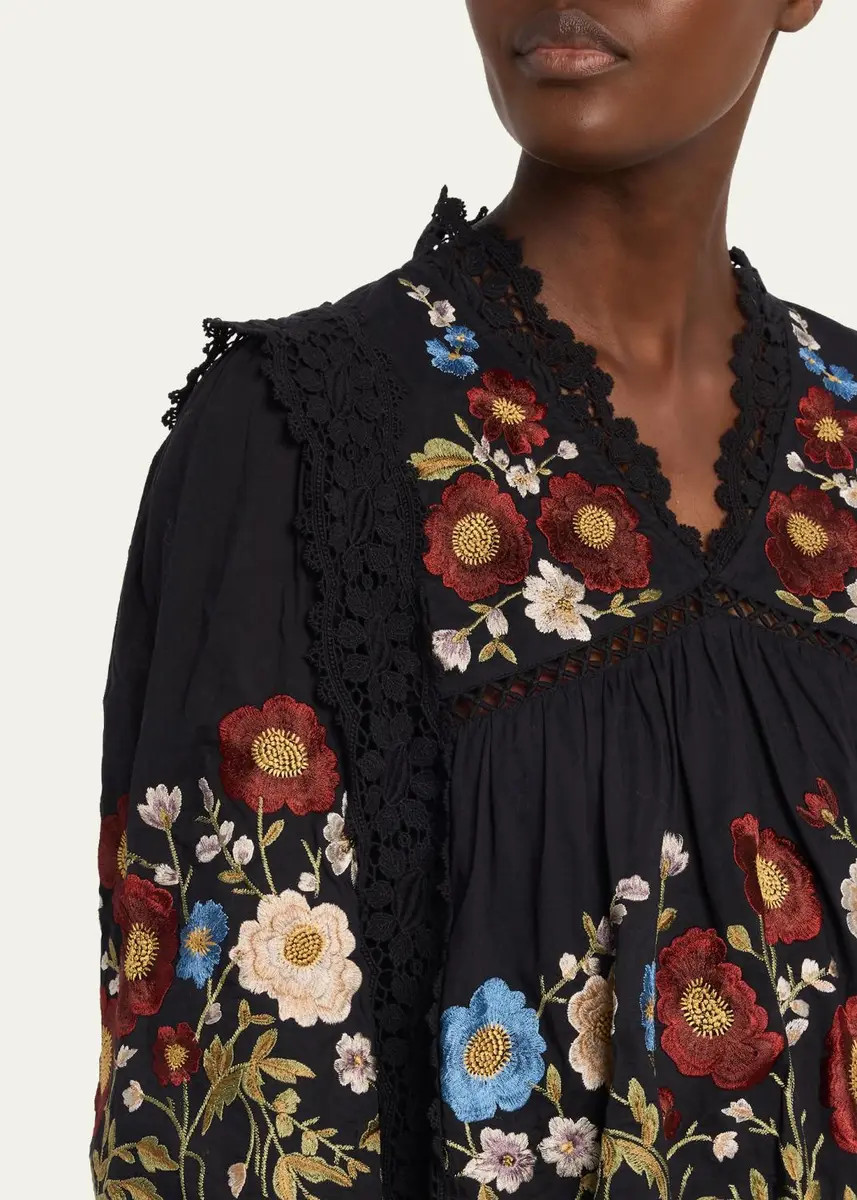 Sea Ruwa Embroidered V-Neck Long-Sleeve Top With Lace Trim | Thumbnail 5 Sea Ruwa Embroidered V-Neck Long-Sleeve Top With Lace Trim | Thumbnail 5