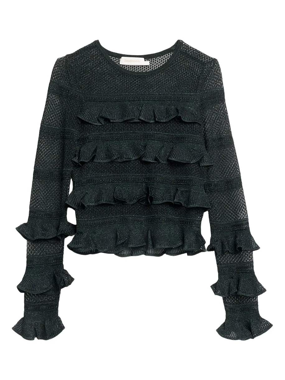 Zimmermann Valiant Lace Ruffle-Tiered Top
