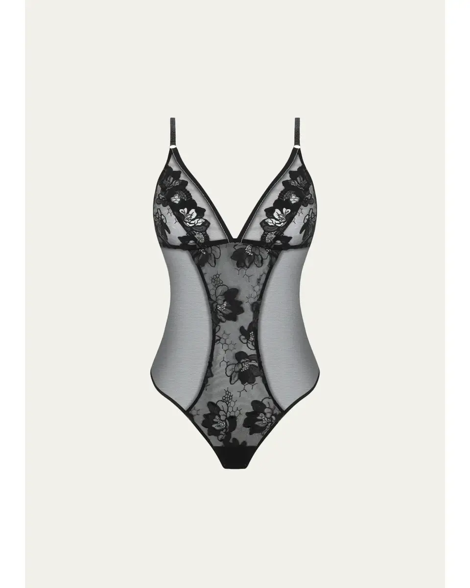 Lise Charmel Cuir Sexy Couture Embroidered Tulle Bodysuit