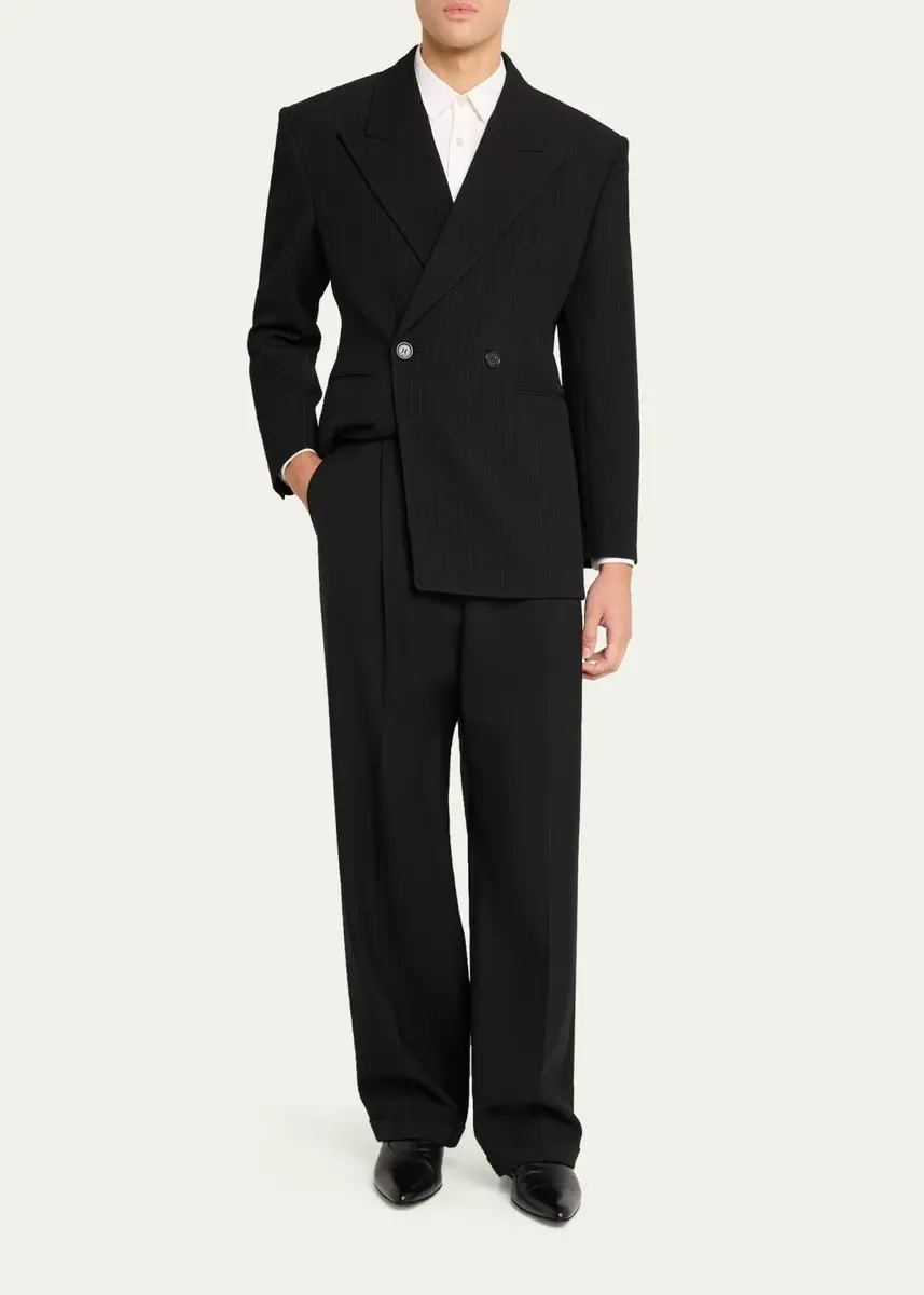 Saint Laurent Men's Chalk Stripe Wool Double-Breasted Sport Coat | Thumbnail 2 Saint Laurent Men's Chalk Stripe Wool Double-Breasted Sport Coat | Thumbnail 2