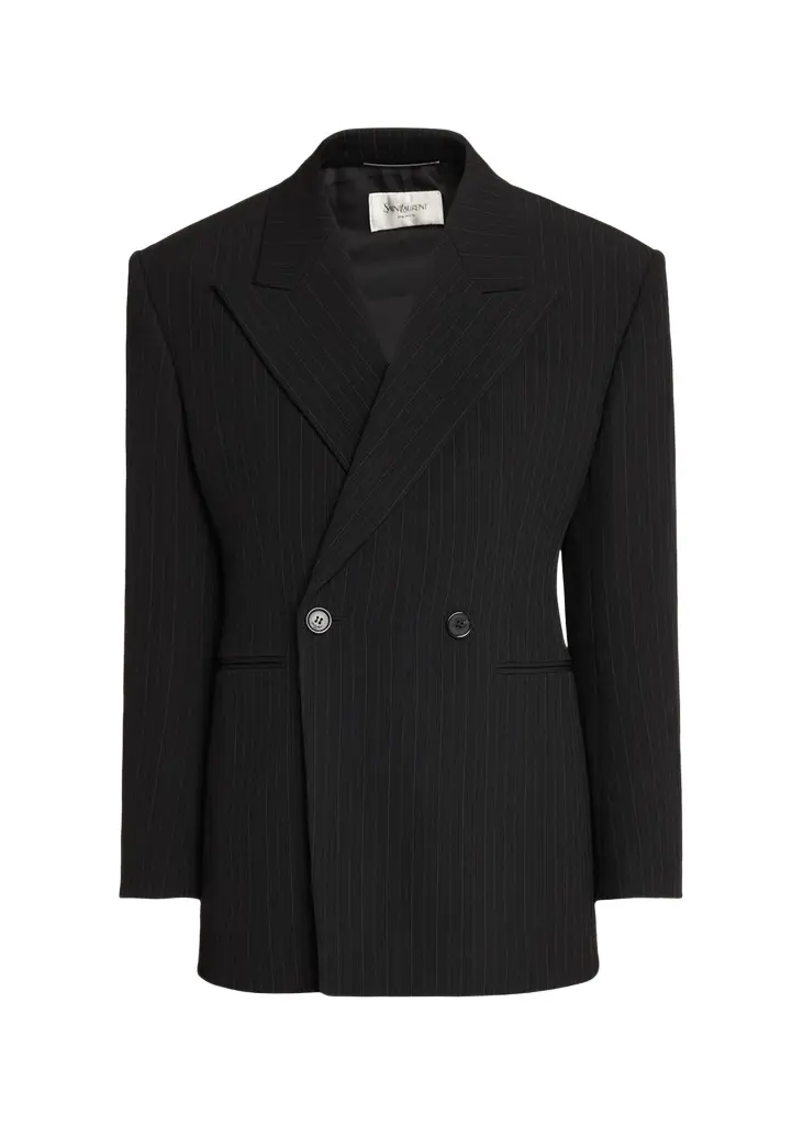 Saint Laurent Men's Chalk Stripe Wool Double-Breasted Sport Coat | Image 1 Saint Laurent Men's Chalk Stripe Wool Double-Breasted Sport Coat | Image 1