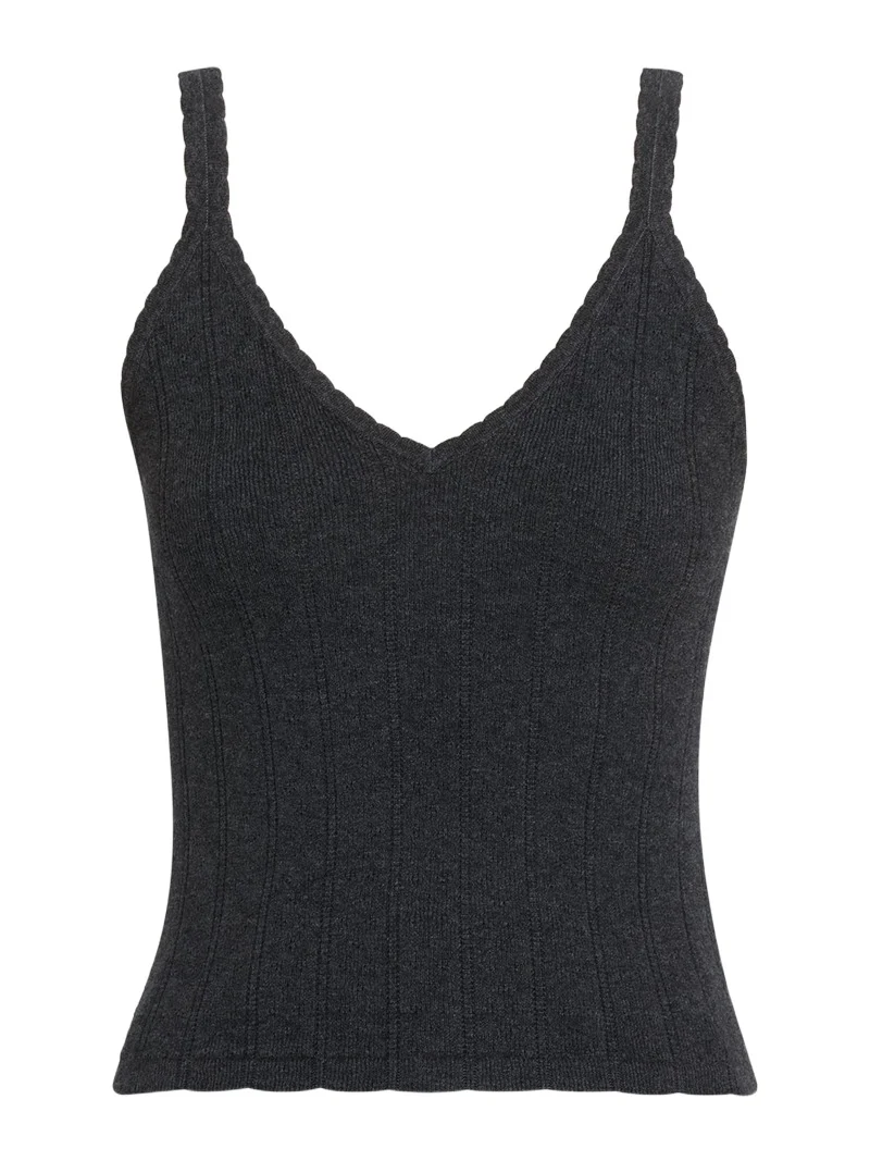 Suni Scalloped Cotton-Cashmere Rib Tank Top Suni Scalloped Cotton-Cashmere Rib Tank Top