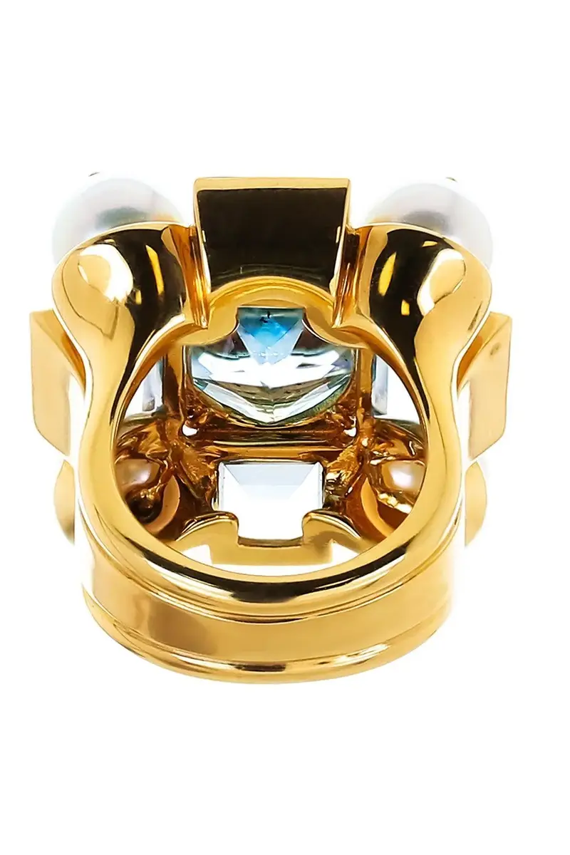 TONY DUQUETTE Blue Topaz Pearl Cross Ring | Thumbnail 6 TONY DUQUETTE Blue Topaz Pearl Cross Ring | Thumbnail 6