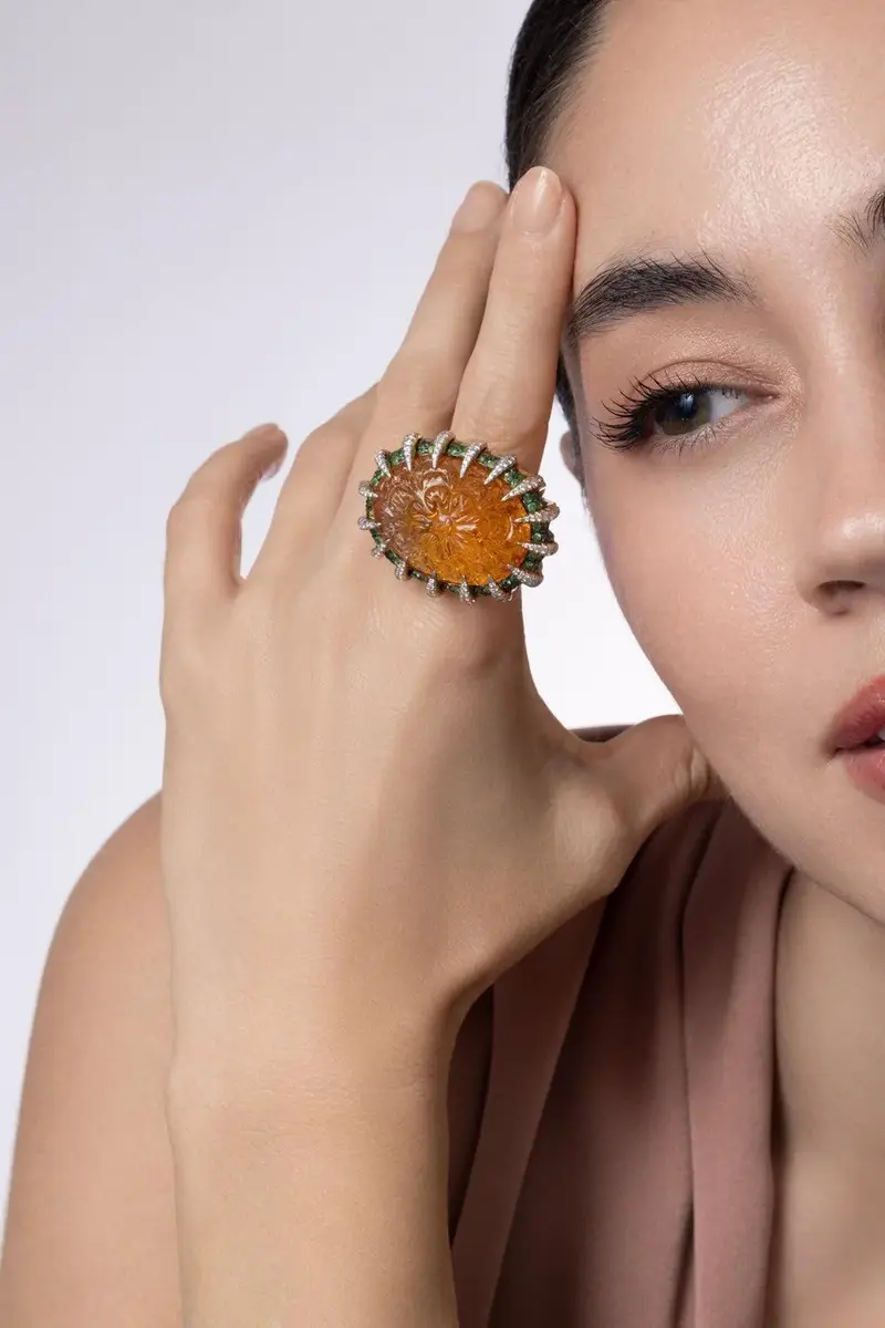 TONY DUQUETTE Citrine Tsavorite Diamond Ring | Thumbnail 3