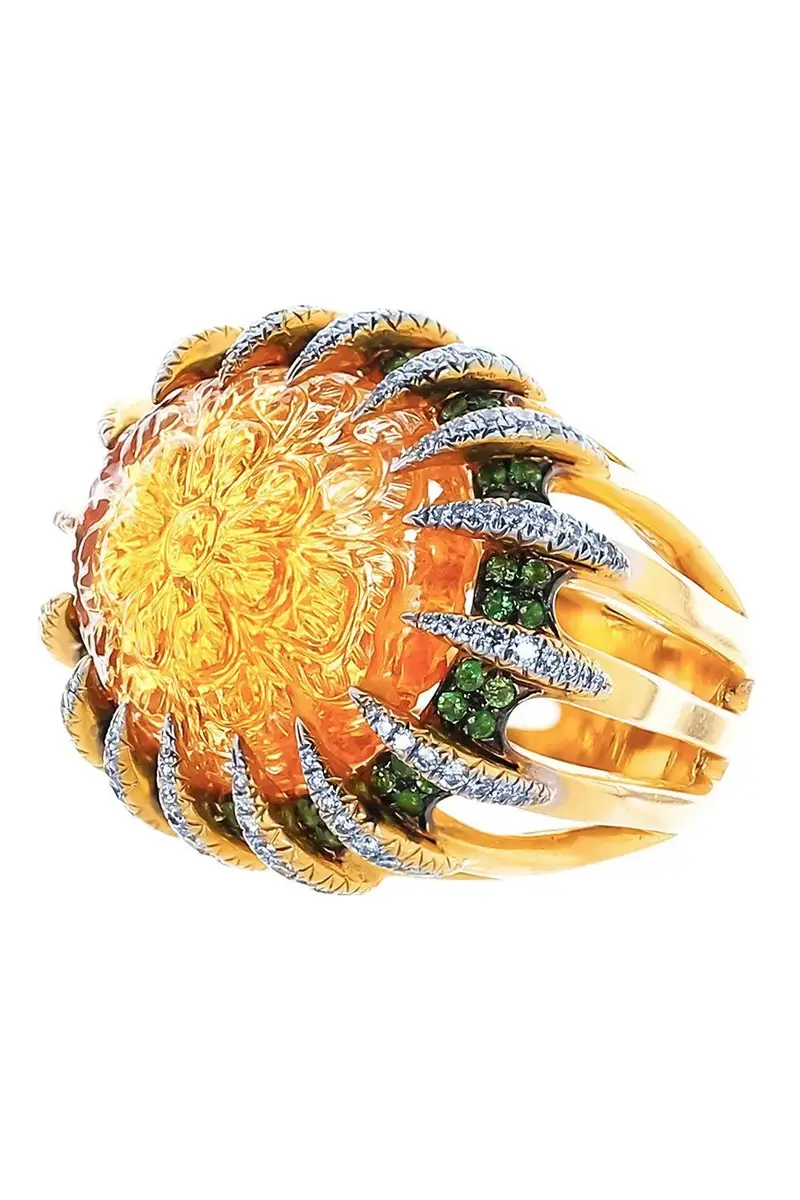 TONY DUQUETTE Citrine Tsavorite Diamond Ring | Thumbnail 5