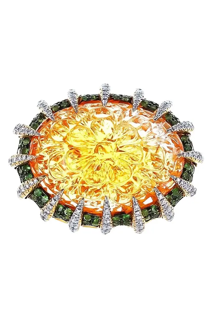 Citrine Tsavorite Diamond Ring Citrine Tsavorite Diamond Ring