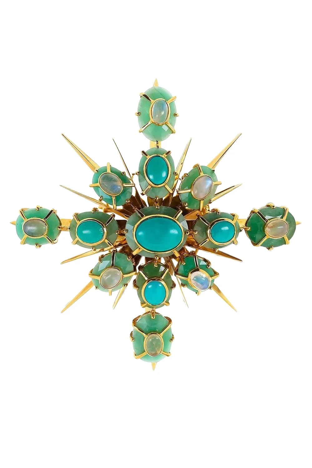Emerald Turquoise Moonstone Brooch Emerald Turquoise Moonstone Brooch