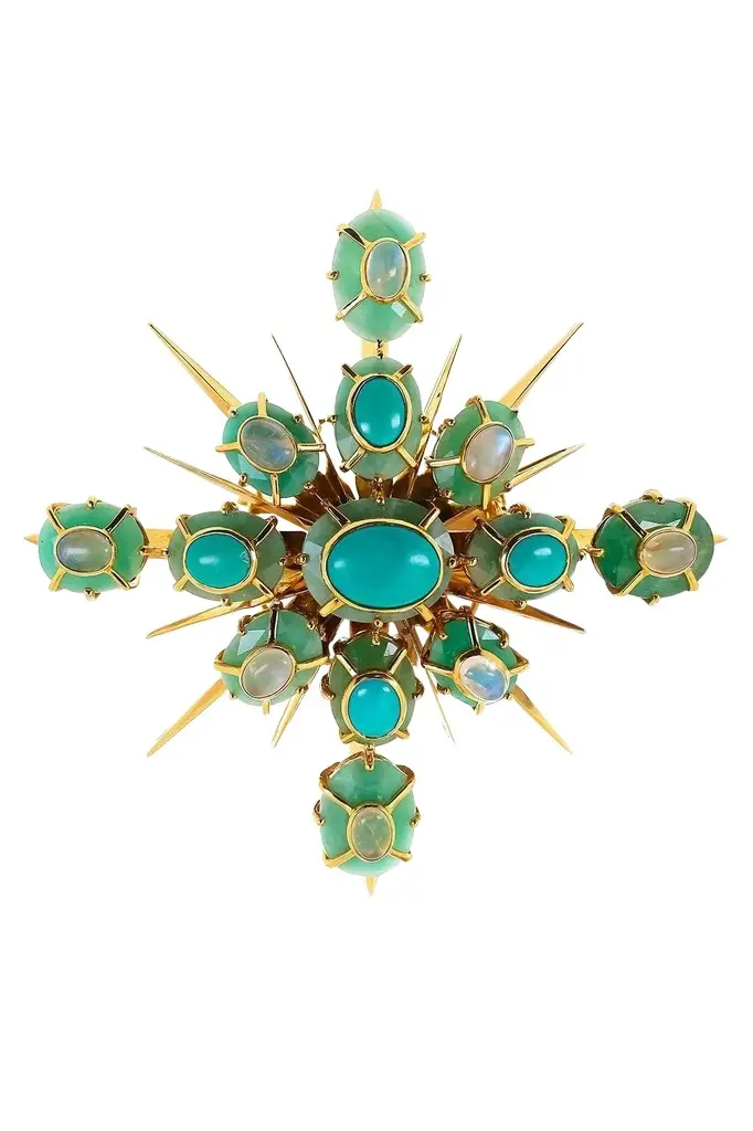 Emerald Turquoise Moonstone Brooch Emerald Turquoise Moonstone Brooch