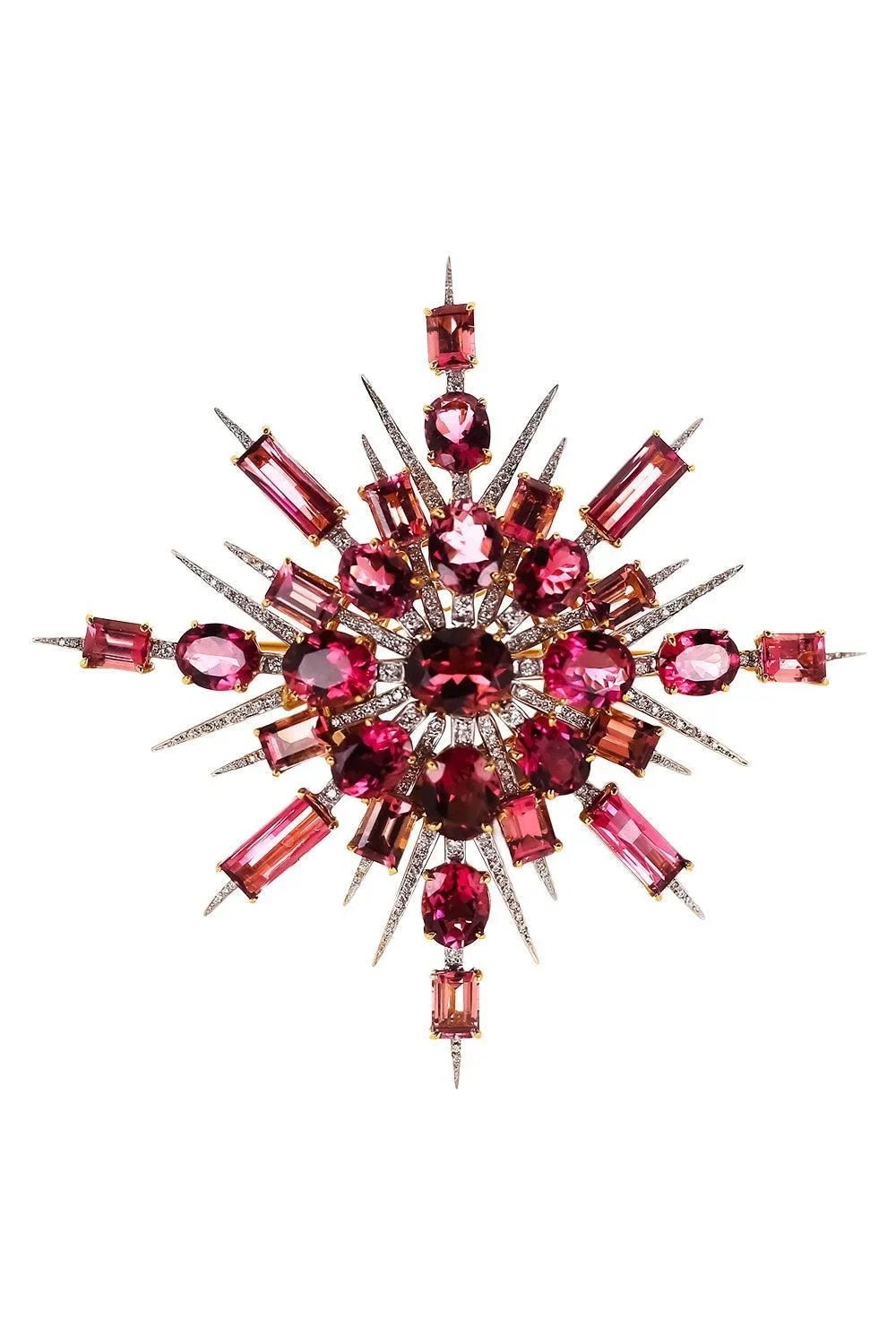 Pink Tourmaline Diamond Brooch
