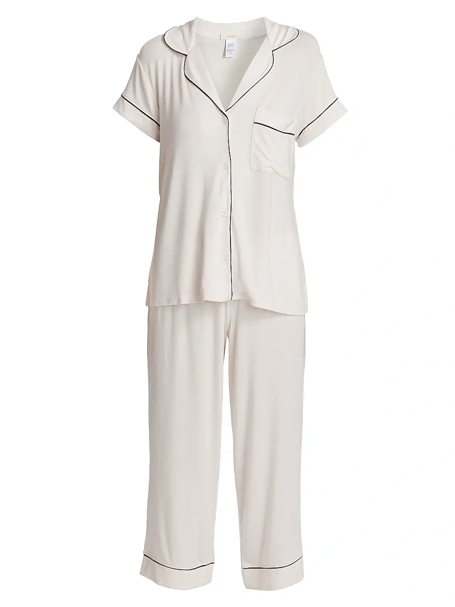 Eberjey Women's Gisele Cropped Pajama Set - Sorbet Black | Image 1 Eberjey Women's Gisele Cropped Pajama Set - Sorbet Black | Image 1