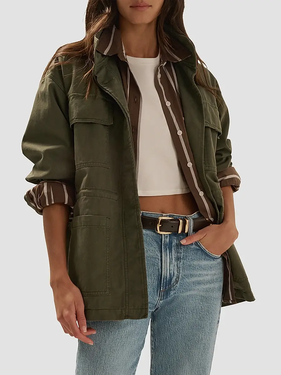Favorite Daughter Women's The Major Cotton Funnel-Neck Jacket | Thumbnail 4 Favorite Daughter Women's The Major Cotton Funnel-Neck Jacket | Thumbnail 4