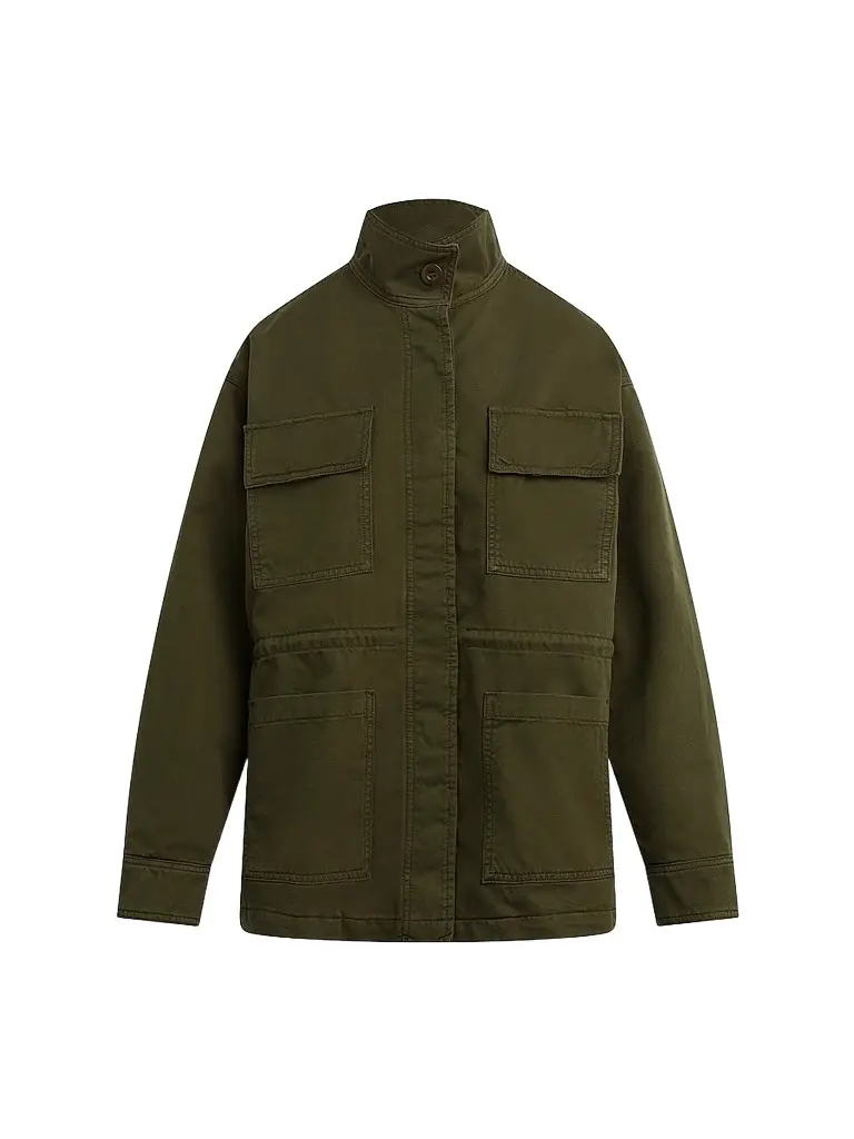 Favorite Daughter Women's The Major Cotton Funnel-Neck Jacket - Army | Image 1 Favorite Daughter Women's The Major Cotton Funnel-Neck Jacket - Army | Image 1