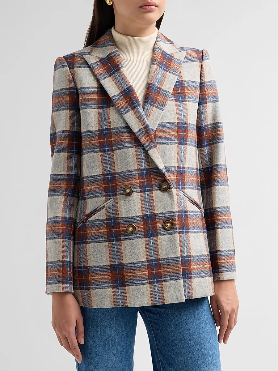 Veronica Beard Women's Oria Plaid Wool-Blend Single-Breasted Dickey Jacket | Thumbnail 4 Veronica Beard Women's Oria Plaid Wool-Blend Single-Breasted Dickey Jacket | Thumbnail 4