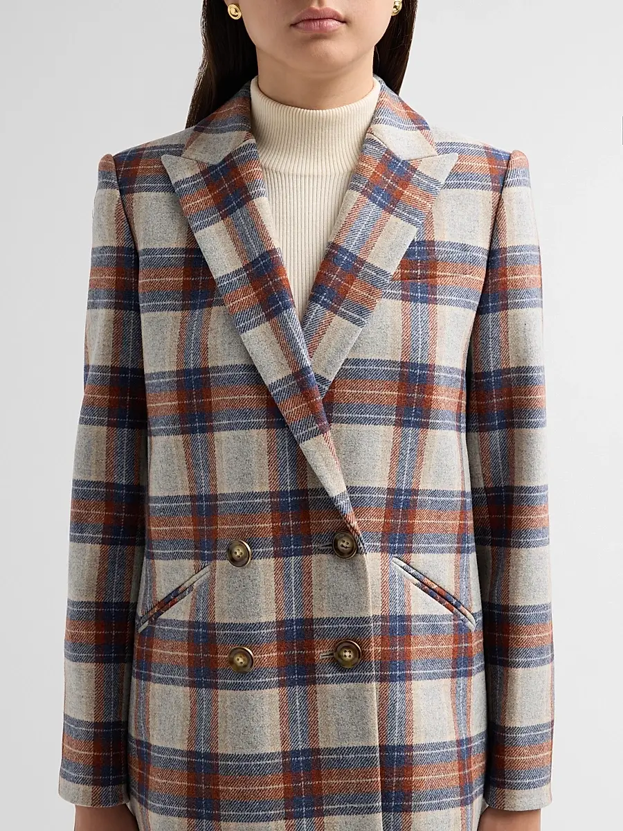 Veronica Beard Women's Oria Plaid Wool-Blend Single-Breasted Dickey Jacket | Thumbnail 5 Veronica Beard Women's Oria Plaid Wool-Blend Single-Breasted Dickey Jacket | Thumbnail 5