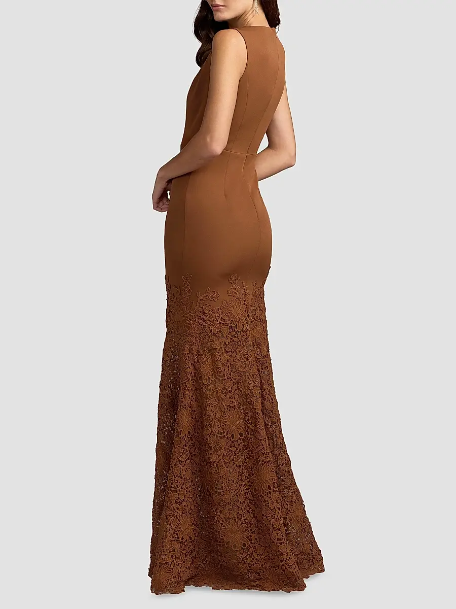 Mac Duggal Women's Crêpe Lace Skirt Mermaid Gown | Thumbnail 2 Mac Duggal Women's Crêpe Lace Skirt Mermaid Gown | Thumbnail 2