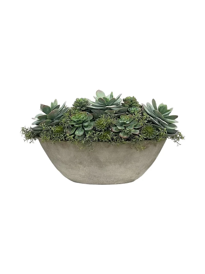 Winward Home Faux Succulent Oval Planter