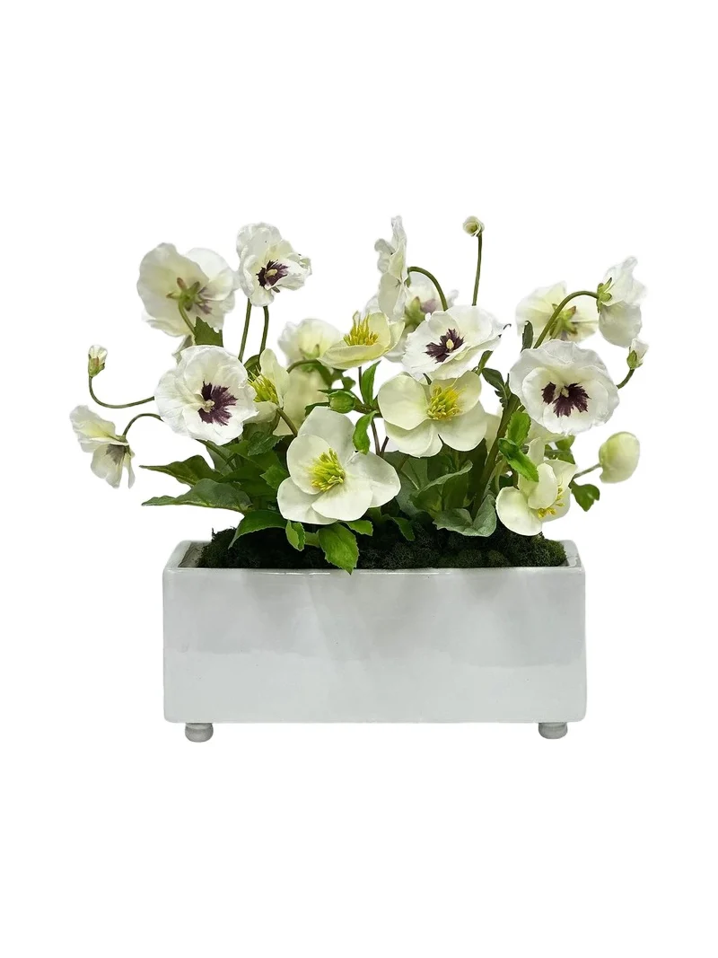 Winward Home Everyday Newness Refresh Faux Pansy Hellebores Arrangement