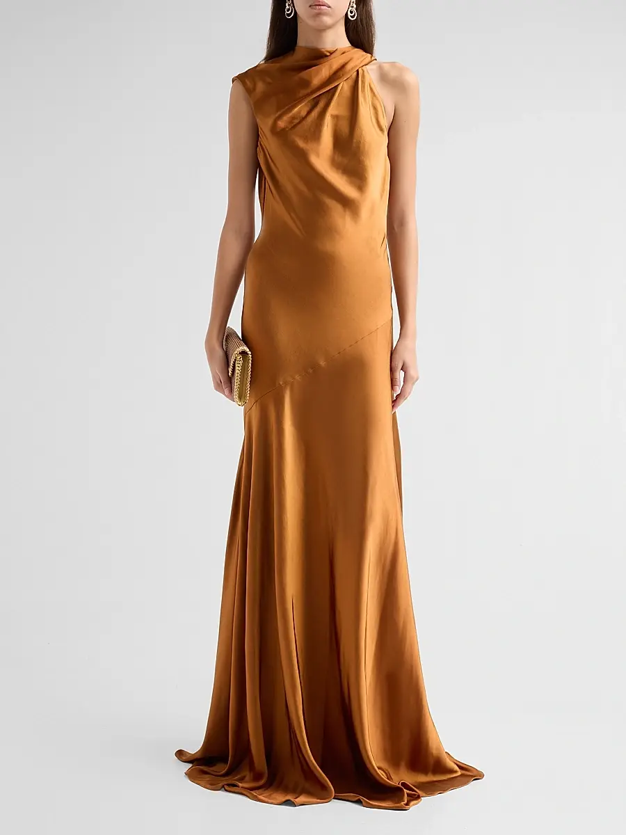 Amsale Women's Liquid Satin Draped Gown | Thumbnail 2 Amsale Women's Liquid Satin Draped Gown | Thumbnail 2