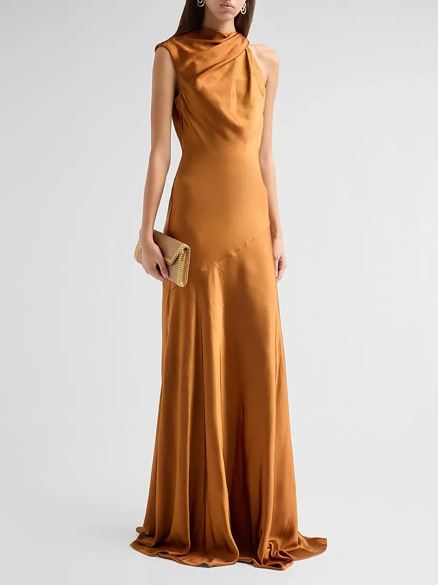 Amsale Women's Liquid Satin Draped Gown | Thumbnail 4 Amsale Women's Liquid Satin Draped Gown | Thumbnail 4