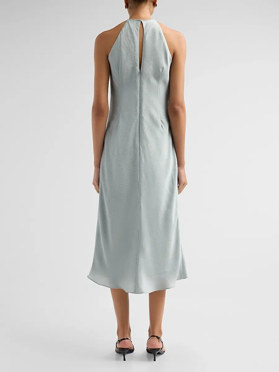 Amsale Women's Halterneck Draped Midi Dress | Thumbnail 3