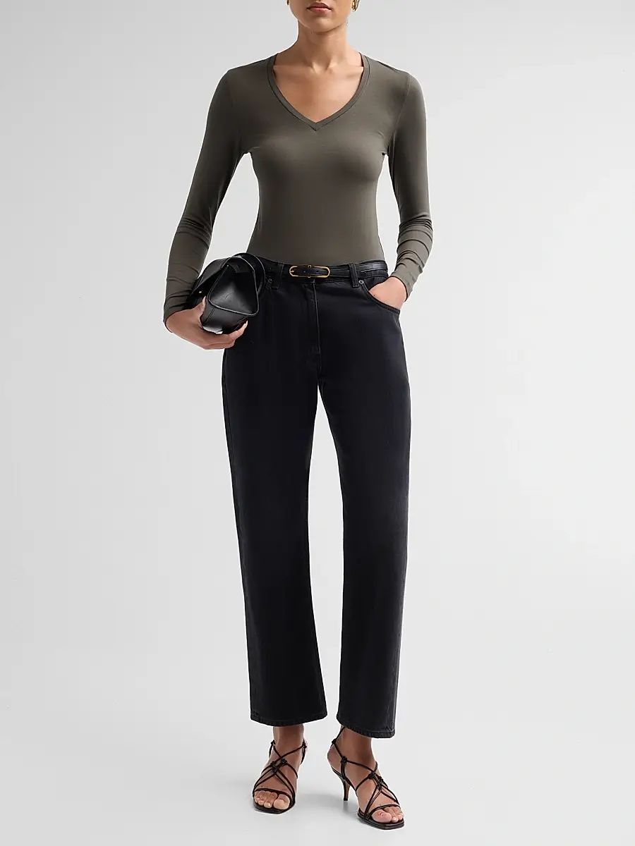 MAJESTIC FILATURES Women's Soft Touch Long-Sleeve V-Neck T-Shirt | Thumbnail 2