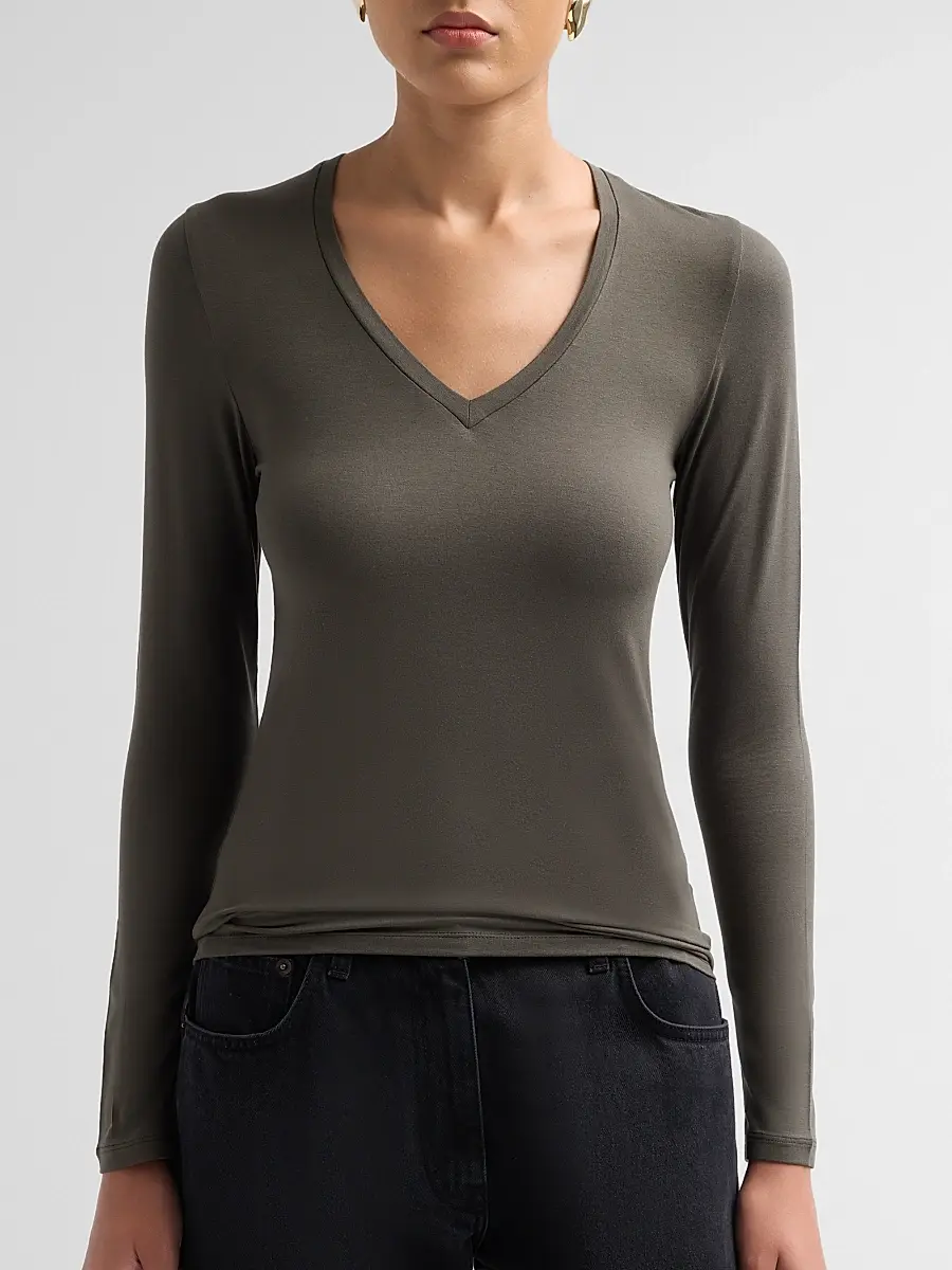 MAJESTIC FILATURES Women's Soft Touch Long-Sleeve V-Neck T-Shirt | Thumbnail 5