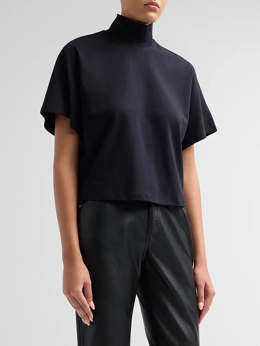 MAJESTIC FILATURES Women's Supima Cotton Mock Turtleneck Top | Thumbnail 4