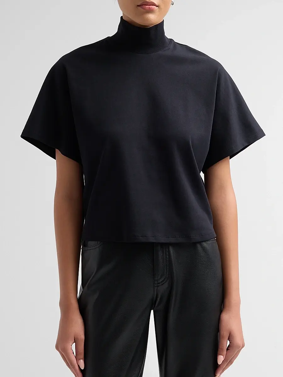 MAJESTIC FILATURES Women's Supima Cotton Mock Turtleneck Top | Thumbnail 5