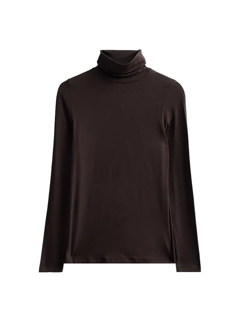 Majestic Filatures Women's Soft Touch Turtleneck Top - Chocolate Mousse | Image 1 Majestic Filatures Women's Soft Touch Turtleneck Top - Chocolate Mousse | Image 1