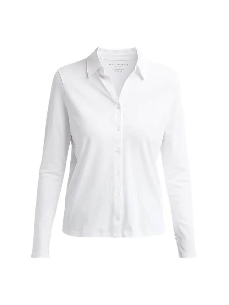 Majestic Filatures Women's Supima Cotton Button-Front Shirt - Blanc | Image 1 Majestic Filatures Women's Supima Cotton Button-Front Shirt - Blanc | Image 1