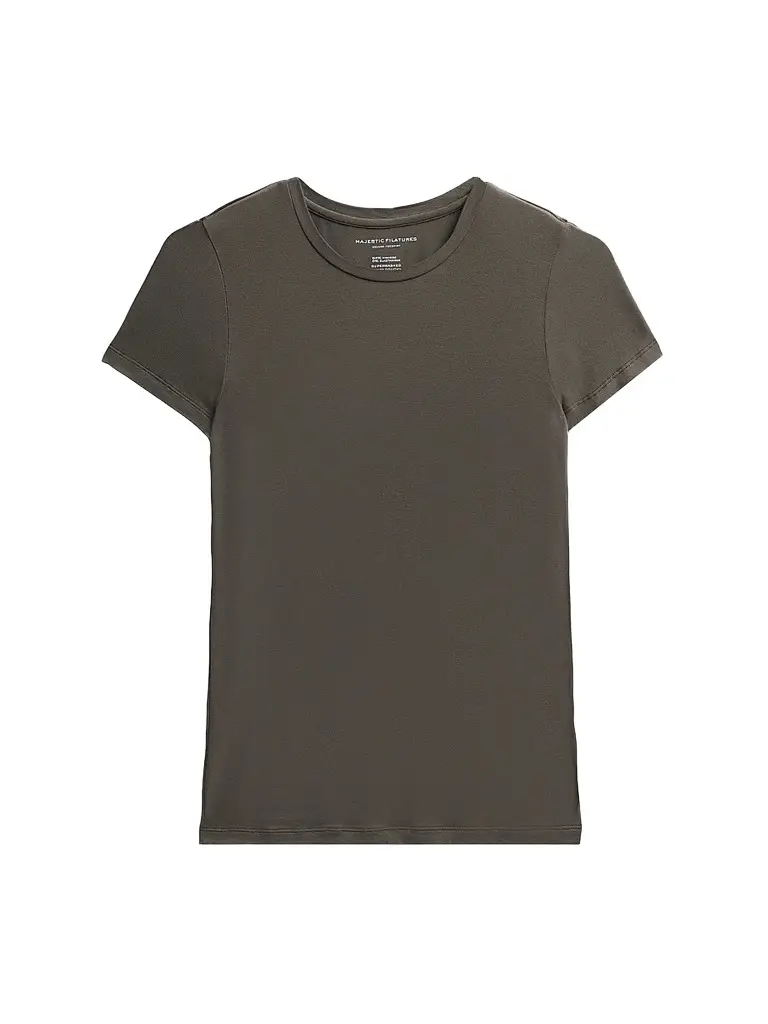 Majestic Filatures Women's Soft Touch Short-Sleeve Crewneck T-Shirt - Volcanic Rock | Image 1 Majestic Filatures Women's Soft Touch Short-Sleeve Crewneck T-Shirt - Volcanic Rock | Image 1